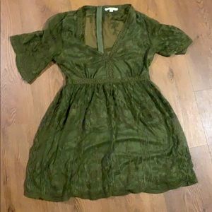 Olive Green Lace Dress